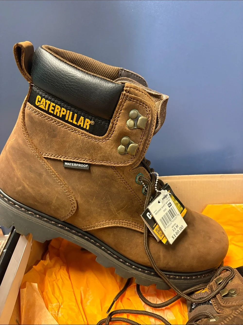Caterpillar Second Shift WP Steel Toe Work Boots Dark Brown Men's Size 13 M
